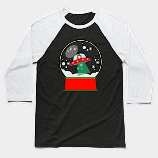 SANTA Spaceship Snowglobe Baseball T-Shirt